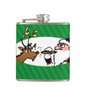 Stogie Smoking Santa Funny Green Stripe Kerstmis Heupfles (Voorkant)