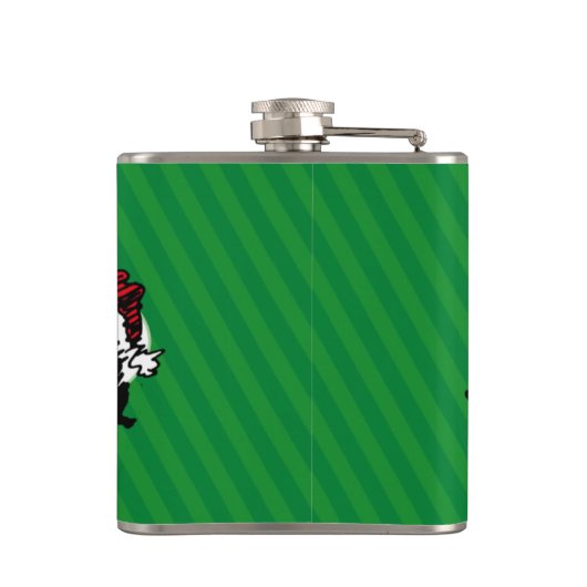 Stogie Smoking Santa Funny Green Stripe Kerstmis Heupfles (Achterkant)