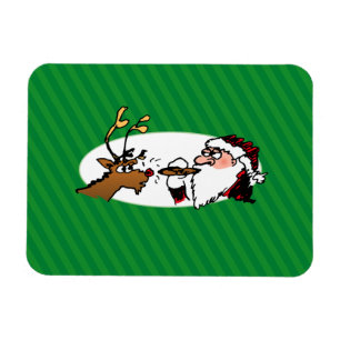 Stogie Smoking Santa Funny Green Stripe Kerstmis Magneet