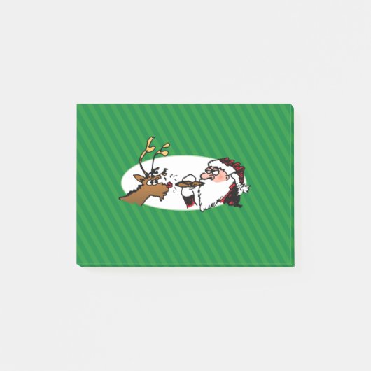 Stogie Smoking Santa Funny Green Stripe Kerstmis Post-it® Notes (Voorkant)