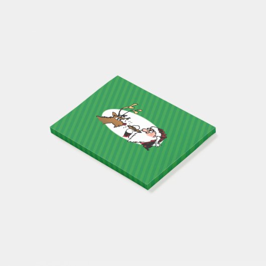 Stogie Smoking Santa Funny Green Stripe Kerstmis Post-it® Notes (Schuin)