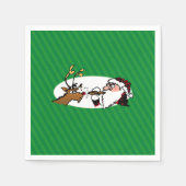 Stogie Smoking Santa Funny Green Stripe Kerstmis Servet (Voorkant)