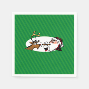 Stogie Smoking Santa Funny Green Stripe Kerstmis Servet