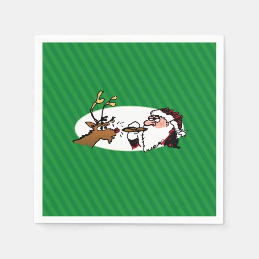Stogie Smoking Santa Funny Green Stripe Kerstmis Servet (Voorkant)