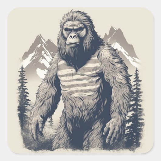Stoic Bigfoot: minimalistisch patriotticum Vierkante Sticker (Voorkant)