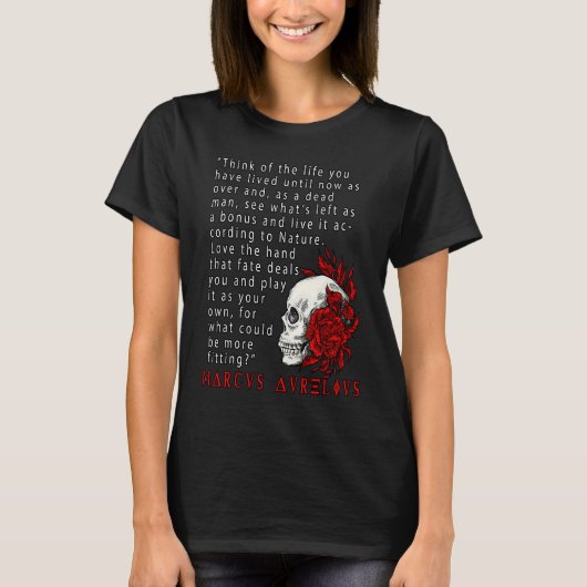 Stoic Quote Marcus Aurelius and Skull Stoicism T-shirt (Voorkant)