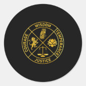 Stoic Virtuance Justice Courage St. Ronde Sticker (Voorkant)