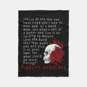 Stoïcijns citaat Marcus Aurelius en Skull Stoicism Fleece Deken