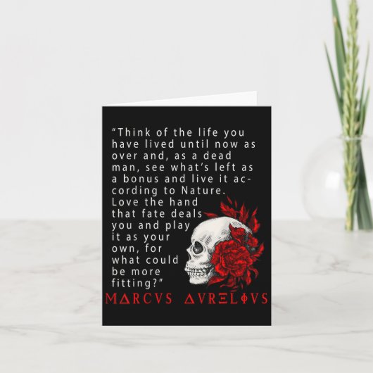 Stoïcijns citaat Marcus Aurelius en Skull Stoicism Kaart (Voorkant)
