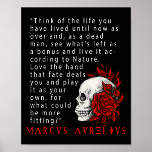 Stoïcijns citaat Marcus Aurelius en Skull Stoicism Poster