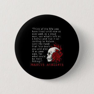 Stoïcijns citaat Marcus Aurelius en Skull Stoicism Ronde Button 5,7 Cm