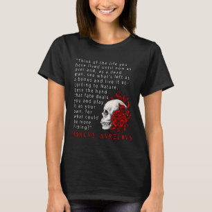 Stoïcijns citaat Marcus Aurelius en Skull Stoicism T-shirt