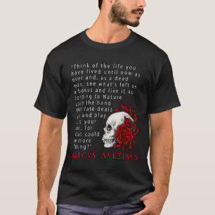 Stoïcijns citaat Marcus Aurelius en Skull Stoicism T-shirt