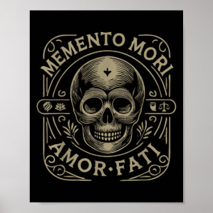 Stoïcijnse filosofie Memento Mori Amor Fati Skull Poster