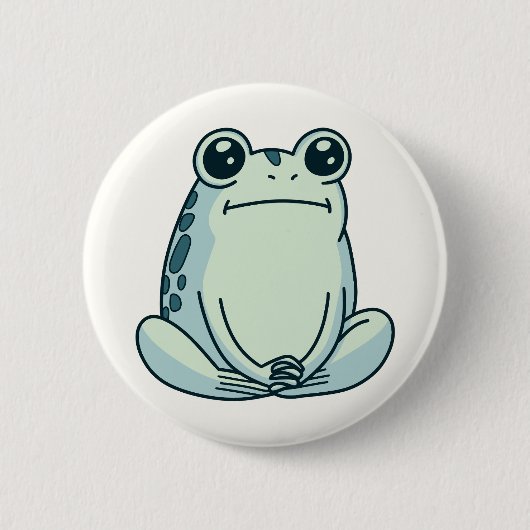 Stoïcijnse, Kille, Zen Mediterende Kikker Ronde Button 5,7 Cm (Voorkant)