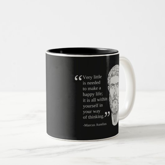 Stoïcisme is weinig nodig om een gelukkig leven te tweekleurige koffiemok (Voorkant rechts)
