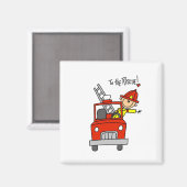 Stok figuur brandweerman met brandweermagneet magneet (Voorkant / Achterkant)