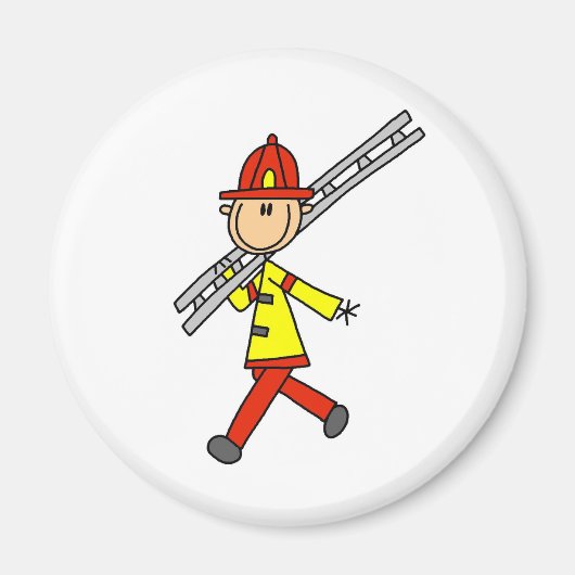 Stok figuur brandweerman met ladder magneet (Voorkant)