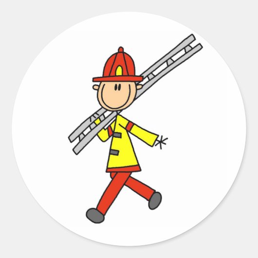 Stok figuur brandweerman met ladder Stickers (Voorkant)