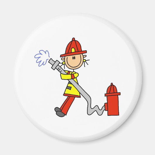 Stok figuur brandweerman met slang magneet (Voorkant)