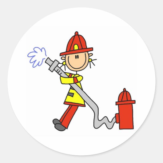 Stok figuur brandweerman met slang Stickers (Voorkant)