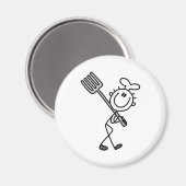 Stok figuur chef-kok met vork magneet (Voorkant / Achterkant)