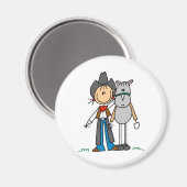 Stok figuur cowgirl met paard magneet (Voorkant / Achterkant)