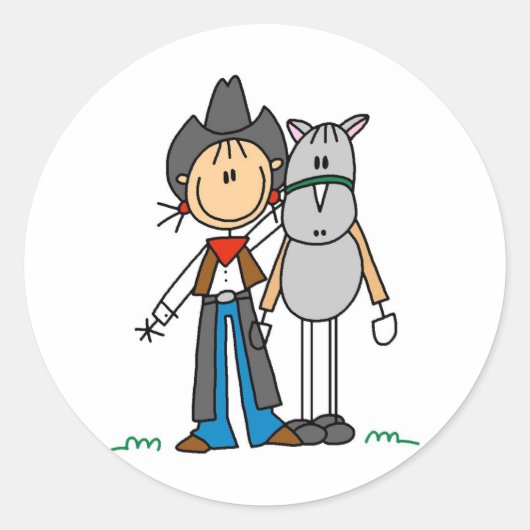 Stok figuur cowgirl met paard Stickers (Voorkant)