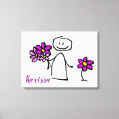 Stok figuur met bloemen canvas afdruk (Voorkant)