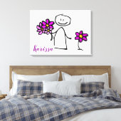 Stok figuur met bloemen canvas afdruk (Insitu (Slaapkamer))