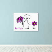 Stok figuur met bloemen canvas afdruk (Insitu (Houten vloer))