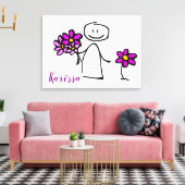 Stok figuur met bloemen canvas afdruk (Insitu (Woonkamer))