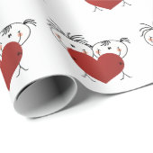 Stok figuur paar met rood hart cadeaupapier (Rol Hoek)