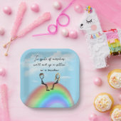 Stok figuur paar op een regenboog papieren bordje (Feest)