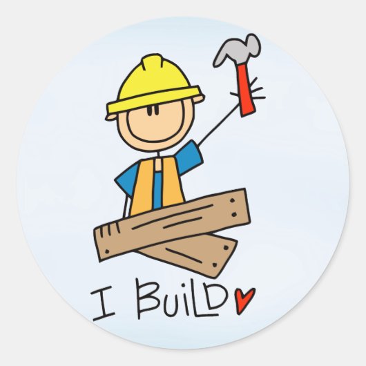 Stok figuur timmerman ronde sticker (Voorkant)