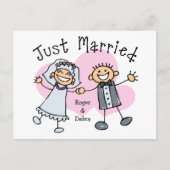 Stok mensen net getrouwd briefkaart (Voorkant)