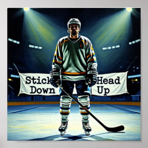 Stok omlaag hoofd omhoog hockeyposter poster