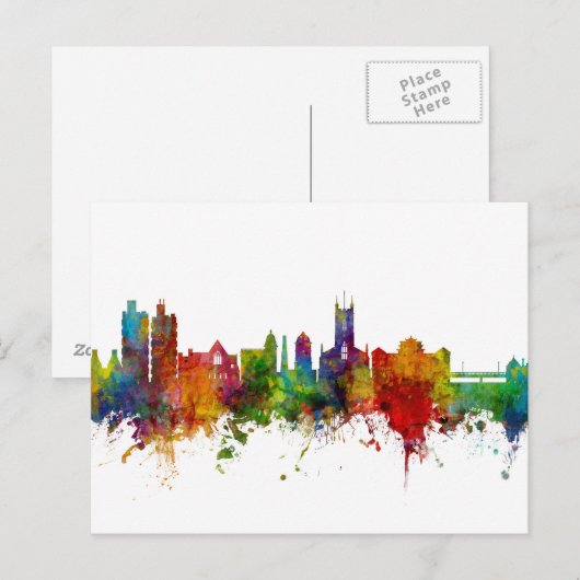 Stoke-on-Trent England Skyline Briefkaart (Voorkant / Achterkant)