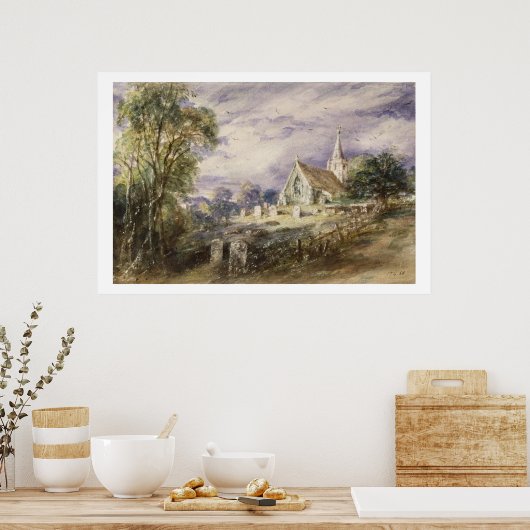 Stoke Poges Church, 1833 (m/c op papier) Poster (Keuken)