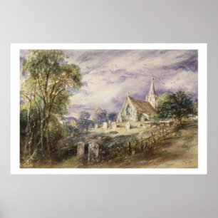 Stoke Poges Church, 1833 (m/c op papier) Poster