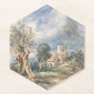 Stoke Poges Kerk (1834) John Constable Kartonnen Onderzetters