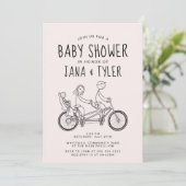 Stokfiguren op tandem met babyzitje  kaart (Staand voorkant)