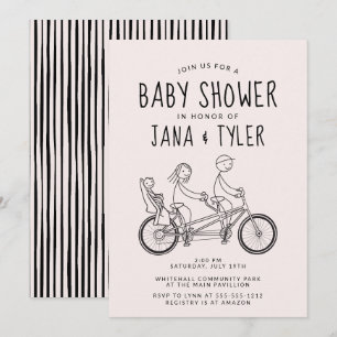 Stokfiguren op tandem met babyzitje kaart