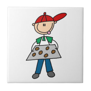 Stokfiguur bakt koekjes tegeltje