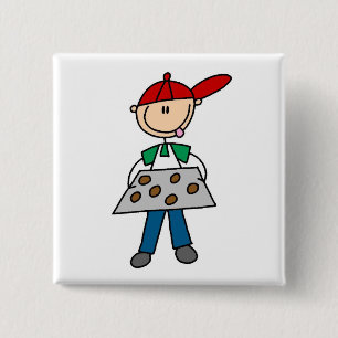 Stokfiguur bakt koekjes vierkante button 5,1 cm