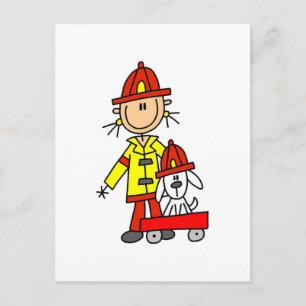 Stokfiguur brandweerman met Dalmation Briefkaart