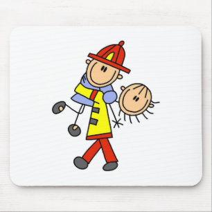 Stokfiguur Brandweerman Redt Levens Muismat