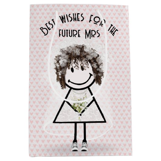 Stokfiguur bruid in sneakers op harten medium cadeauzakje (Voorkant)