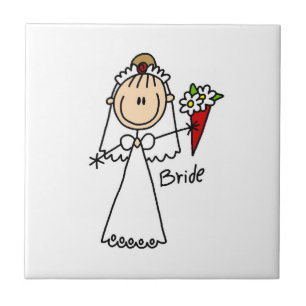 Stokfiguur Bruid T-shirts en Cadeaus Tegeltje