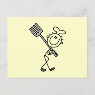 Stokfiguur Chef Met Vork Briefkaart